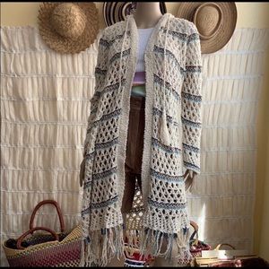 🌸FREE PEOPLE🌸 Long Knit Hooded Hippie Cardigan